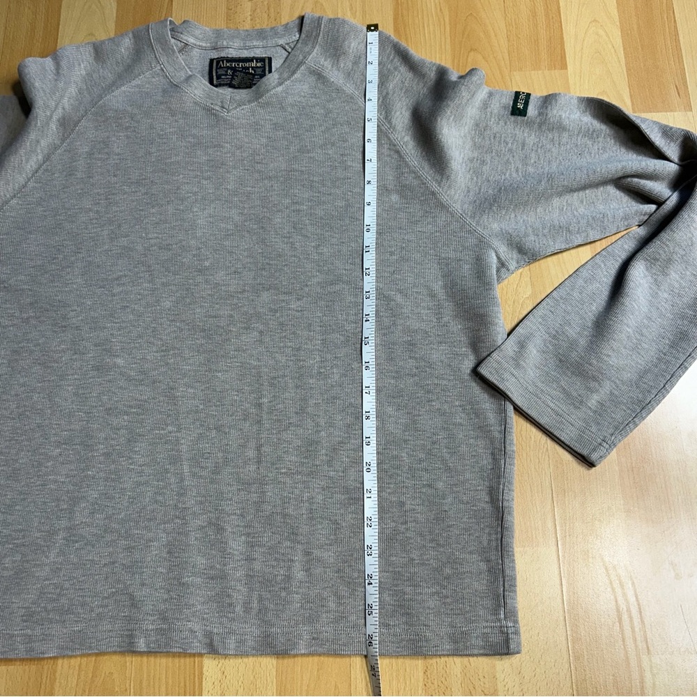 Abercrombie & Fitch Vintage Y2K Heather Gray Raglan V-Neck‎ Pullover Large - Picture 6 of 6